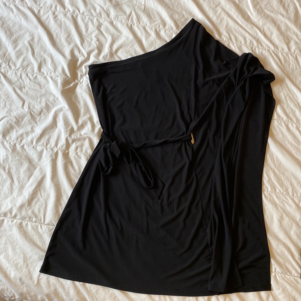 off the shoulder black dress